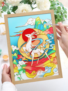 Traditional Chinese Gongfu DIY Enamel Painting Material Kit Dunhuang Intangible Cultural Heritage Handmade Decorative Artwork JingTaiBlue Ornament Gift