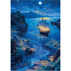 500/1000/1200/2000PCS Jigsaw Puzzle Night Sea Voyage Ocean Scene Art For Adults Great Weekend Relaxation And Family Fun