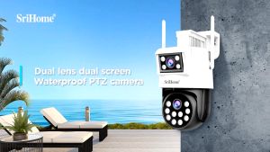 Dual-Lens Outdoor Camera SriHome SH048 WiFi CCTV 1080P FHD (2MP+2MP) Night Vision Two-Way Voice Alarm Phone View