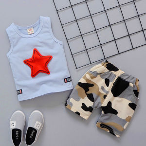 Summer Boys Clothes Sets: Cotton Short Sleeve Top & Shorts