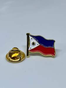 PHILIPPINE FLAG COLLAR PIN - LACQUER POLISHED AND WITH METAL CLUTCH PIN Pinoy Pride