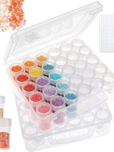 30 Chai Tròn Hộp Bảo Quản Tự Làm Tranh Gắn Đá Móng Tay Nghệ Thuật Phụ Kiện Người Tổ Chức Có Nắp Đậy Và Các Tính Năng Có Thể Tháo Rời