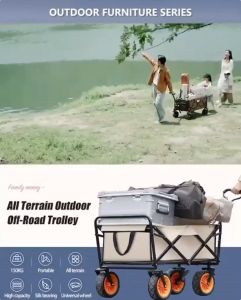 150L Outdoor Trolley Camping Trolley  Outdoor Foldable Wagon Trolley 10inch Wide Camping Wagon Tool truck portable Shopping Trolley 野營手推車
