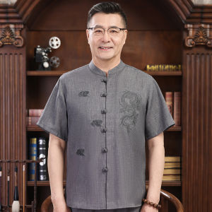 Grandpas Birthday Celebration Banquet Tang Suit Mens Festive Red Wedding Dress Elderly 80 Years Old Mid-Aged And Elderly Set