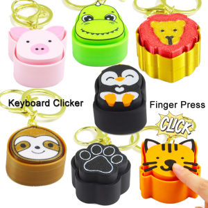 cute penguin pig cat paw lion fidget keyboard clicker finger press button anti Stress Relief keychain adult Anxiety keyring