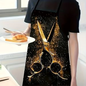 Scissors Print Work Apron Durable & Practical Universal Apron for Hair Salon Gardening & Kitchen