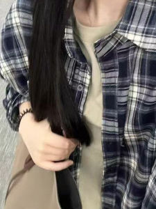 Áo Sơ Mi Kẻ Caro Phong Cách Hồng Kông Dáng Rộng Cho Nữ Áo Khoác Ngoài Đa Năng Đầu Thu Cổ Polo Tay Dài Thường Ngày