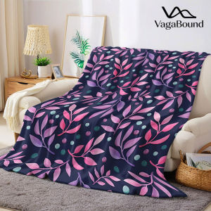 BILIBILI | pink purple leaf navy Flannel Blanket Warm Soft Halloween Christmas Decorative Couch Warm Cozy All-Season Gift