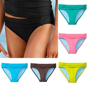 Womens Bikini Swimming Trunks Triangle Split Wide Leg No Hump Double Layer Leakproof Comfortable Fitness Swimmingwear