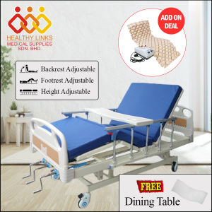 [Same Day Delivery] Hospital Bed 3 Function Manual (M08) + Mattress + Dining Table + Ripple Mattress