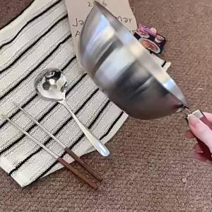 1Set 14CM/17CM/19CM Stainless Steel Instant Noodle Pot Small Pot For One Person Wood Handle Snack Pot Small Cooking Pot