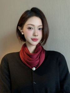 XUELINLU | Magnetic Clasp Pleated Scarf for Neck Protection with Shirt Matching