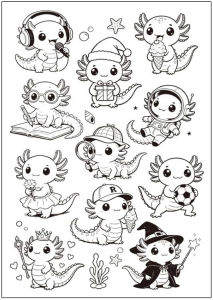 Axolotl Floral Stick & Stitch Water Soluble Embroidery Paper Wash Away Transfer Stabilizers for DIY Hand Sewing Crafts