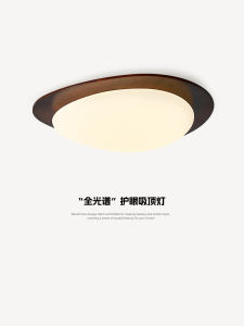 Retro Pebble Shaped Bedroom Ceiling Light Walnut Main Bedroom Lamp Full Spectrum Warm Romantic Study Solid Wood Lamp