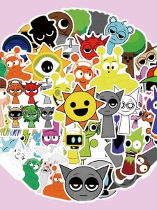 55-Piece New Incredibox Sprunki Graffiti Sticker Decorative Skateboard Notebook DIY Sticker Home Rhythm Box Cartoon Style