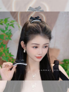 French Vintage Pearl Butterfly Knot Hair Clip: Women's Side Bangs Hair Accessory