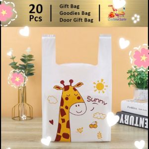 Gift Bag 20pcs Goodies Bag Door Gift Birthday Wedding Party 100 Giraffe Cartoon Disposable Plastic Bag Food Grade Portable Convenience Bag 礼物袋礼品袋购物袋.