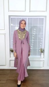 Abiyyuco TA9016 | Gamis Abaya Turkey Two Pieces Inner dan Outer Turki Busui Rompi Terpisah Turky Hitam dan Warna Bahan Jersey mix Ceruty