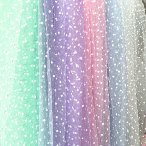 90x155cm Flocked Dot Mesh Tulle Fabric High Elastic DIY Girl Summer Dress Shirt Evening Gown Headwear Materials Party Decorative