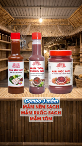 [Combo 3 dòng MẮM SẠCH] Mắm tôm thùng gỗ 290g mắm ruốc sạch 260g mắm nêm sạch 300g Làng Chài Xưa