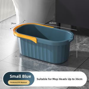 Large Rectangular Plastic Mop Bucket Single Bucket Floor Cleaning Tool Durable Rolling Wheels Double Handle for Home Use