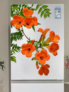Waterproof Self-Adhesive Fridge Door Sticker Lotus Flower Decorative Art Single Door Four Door Fridge Sticker Home Decoration