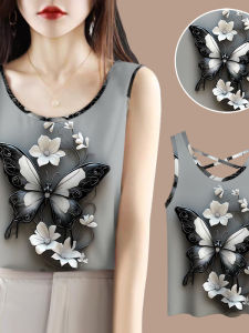 Áo Ba Lỗ Cotton Pha Trộn Mùa Hè Cho Nữ Áo Vest Hở Lưng Chéo Không Tay Mặc Trong Mặc Ngoài Phong Cách Mới 2025 Áo Thun Polyester