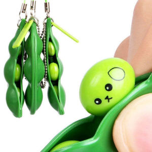 Fidget Toy Bag Portachiavi Stress Relief Edamame Toy Squeeze Pea Keychain Cute Stress Adult Toy Keychain