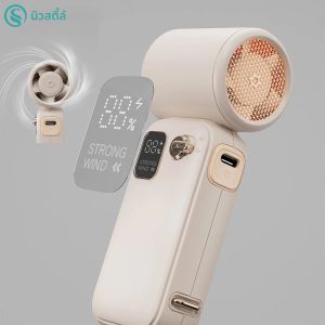 พัดลมมินิทรูโบความเร็วสูง 10 ม./วินาทีความเร็วลม LED จอแสดงผลดิจิตอลประเภท-C พัดลมมือถือแบบชาร์จไฟได้สำหรับพัดลมคอพกพากลางแจ้ง