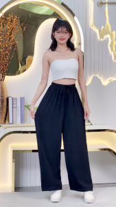 กางเกงขายาว กางเกงขากว้าง ขอบแอวพร้อมสาย เรียบๆท​รงเกร๋ ใส่ได้ทุกกรณี ไม่มีกระเป๋าข้าง สินค้าพร้อมส่ง  K9192
