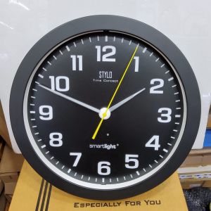 jam dinding smart light/glow in the dark Stylo sweep super silent tidak berdetak 34cm