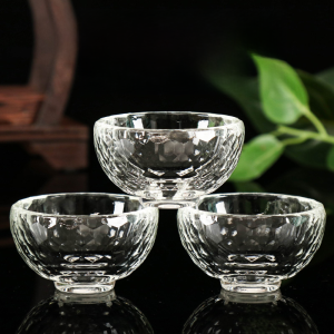 White Crystal Glass Bowl Indoor Use Water Supply Cup Holy Water Bowl Offering Bowl Oil Lamp Bowl Handmade Craft Home Decor