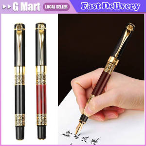 1Pcs High Quality Business Golden Carving Mahogany Luxury Ink Pen School Student Office Supplies Fountain Pen New Ink Pen