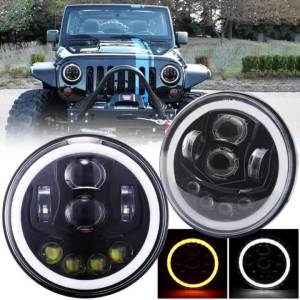 7 inch LED Headlight For Jeep Wrangler JK JKU TJ LJ 1997-2018 H6024 Bulb LED Headlamp with Halo Angel Eyes Turn Signal & DRL
