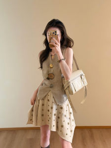 XUECAIQI | Spring Casual Stylish Slender British Style Women Vest and Skirt Set
