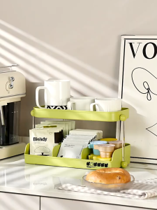 2-Layer Cup Holder Rack - Removable Organizer for Kitchen/Desktop Multifunctional Rak Serbaguna