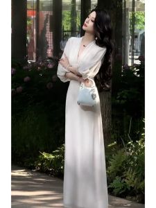 SHANGSHA | Elegant French Banquet Waist-Cinching Dress