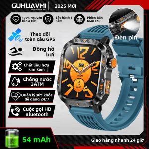 Đồng Hồ Thông Minh GPS Bluetooth Gọi Điện Năm 2025 Dành Cho Nam Màn Hình AMOLED Thể Thao Ngoài Trời Pin 540mAh Đo Nhịp Tim Quân Sự Chống Nước 3ATM Tích Hợp La Bàn