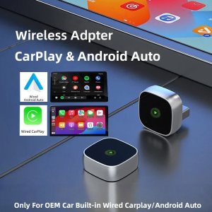 2 in 1 Wireless CarPlay Adapter&Android Auto Converts Wireless Adapter 5Ghz WiFi Type-C/USB Plug Play CarPlay Wireless