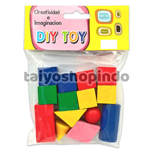 TAIYO Geometri Belajar Bentuk & Warna Shape Color Block Blok Kayu Montessori Edukasi Mainan Anak