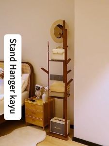 Rak mantel/Kayu Gantungan/Rak Penyimpanan Rumah/Stand Hanger/Rak Serbaguna Bambu