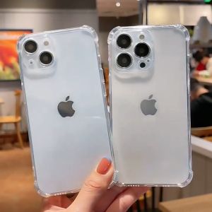 CrashStar Anti-fall Airbag Thick TPU Soft Clear Shockproof Phone Case For iPhone 16 15 14 Pro Max Plus 13 12 11 Pro Max Mini X XR XS MAX 8 Plus 7 Plus + SE 2020 Simple Transparent Silicone Phone Cover Casing Shell