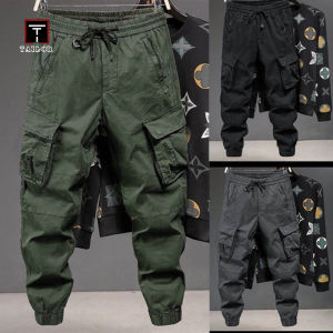 TAILOR กางเกงทหารชาย Men กางเกงคาร์โก้วินเทจ เอวสม็อคข้าง 2 กระเป๋า มี 3 สี (เทา ดำ กากี ) หญิงชายใส่ได้ ไซส์ M-5XL