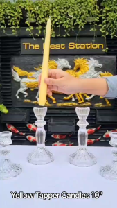 TheBestStation เทียนเทปเปอร์ เทียนสีส้ม 10นิ้ว *ไม่มีกลิ่น Orange Tapper Candles Unscented.