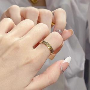 Pure Brass Ice Crush Ring Womens Unique Design Full Sky Star Closed Mouth Best Friend Index Finger Ring High-End Birthday Gift