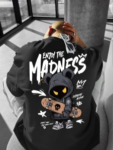 เสื้อยืดคอกลมผู้ชายสไตล์ยุโรปและอเมริกา ลายการ์ตูน ดีไซน์ใหม่ สำหรับฤดูร้อน เนื้อผ้ายืดหยุ่นเล็กน้อย ระบายอากาศได้ดี เหมาะสำหรับใส่เที่ยวเล่นกลางแจ้ง