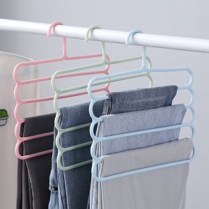 5 Layers Pants Hangers Holders Trousers Hanger Storage Rack Clothes Space Saving Hooks