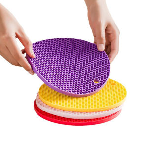 Round Heat Resistant Silicone Mat Drink Cup Coasters Insulation Non Slip Pot Holder Thicken Table Placemat Kitchen Accessories