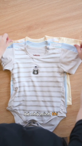 Body chip sọc Asbaby chất liệu poly lạnh 4 chiều mềm mại thoáng mát Newborn -12 tháng