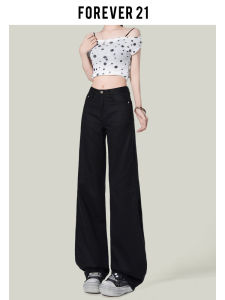 Forever 21 Retro High Waist Loose Fit Straight Leg Denim Jeans Womens New Style Versatile Loose Slim Wide Leg Pants